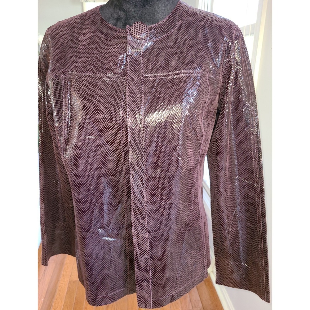 CHICO'S REVERSIBLE  PLUM  SOFT LEATHER JACKET SZ 1(S-M)  Sassy Chic Nite out